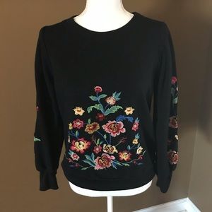 Blue Rain Embroidered Sweatshirt EUC